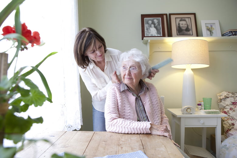 mother caring for aging parent